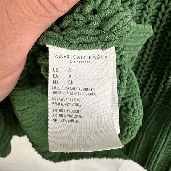 American Eagle Oversized Forest green chunky knit pull over sweater winter fall - Picture 4 of 6